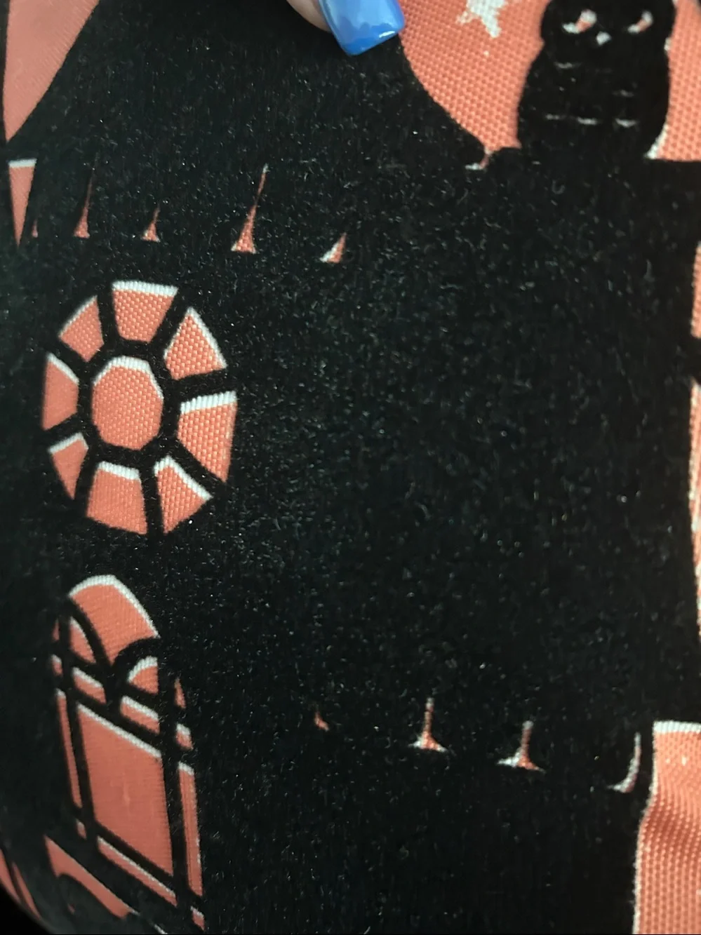 NWOT Haunted House Halloween Throw Pillow / Black Velvet Accents